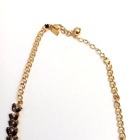 Kate Spade Black Green Yellow Gold Tone Rhinestone Collar Necklace 17" - Picture 5 of 6